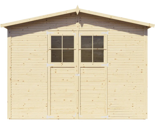 Záhradný domček s dvojkrídlovými dverami a oknami