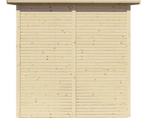 Drevená fasáda z vodorovných dosiek pre záhradný domček