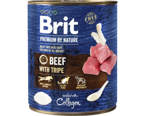 Konzerva pre psov Brit Premium by Nature Beef with Tripes s hovädzím a držkami 800 g