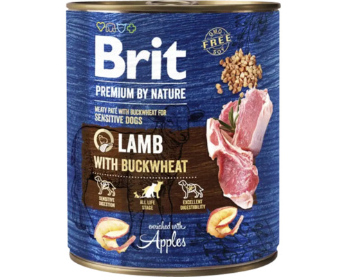 Konzerva pre psov Brit Premium by Nature Lamb with Buckwheat s jahňacím a pohánkou 800 g