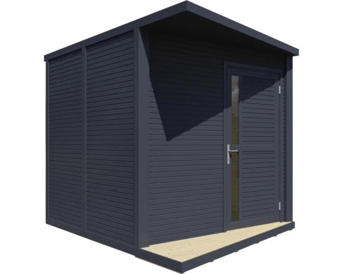 Záhradný domček s dverami a malou strieškou