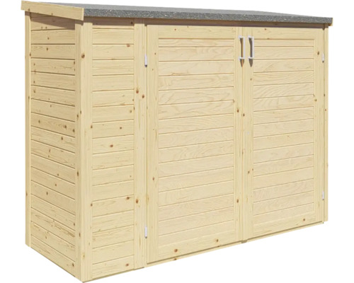 Drevený záhradný domček s dvojkrídlovými dverami a pultovou strechou