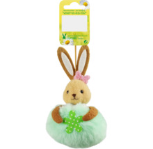 Dekoratívny veľkonočný zajačik so stuhou a kvetinovou aplikáciou