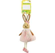 Veľkonočný zajačik ako dekorácia so šatami, mašľou a pútkom