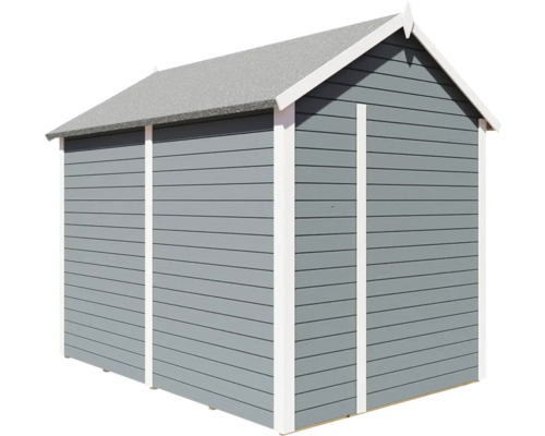 Záhradný domček so sedlovou strechou a vodorovným dreveným obkladom