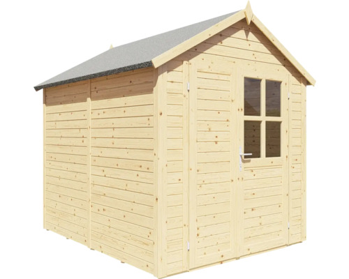 Záhradný domček z dreva s dvojkrídlovými dverami a oknom