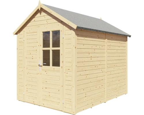 Záhradný domček z dreva s oknom a sedlovou strechou