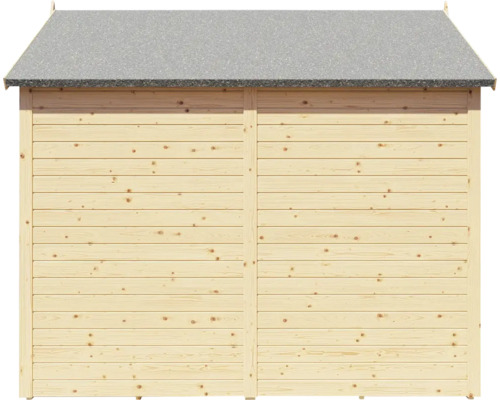 Drevený záhradný domček s lepenkovou krytinou