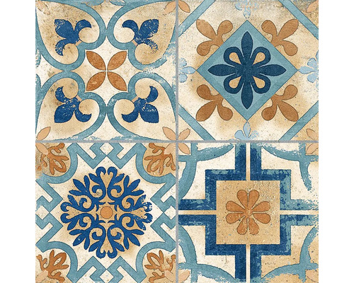 Dekoratívna dlaždica s kvetinovými a geometrickými vzormi