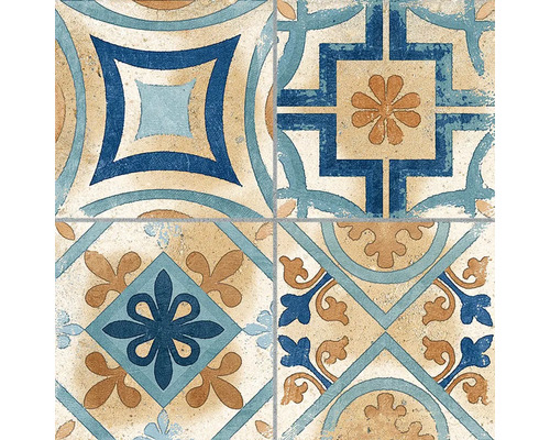 Dekoratívna dlaždica s kvetinovými a geometrickými vzormi