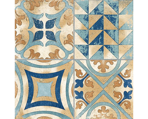 Vzor dlaždíc s kvetinovými a geometrickými prvkami