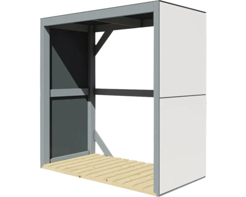 Sklad dreva s drevenou podlahou a bočnými stenami