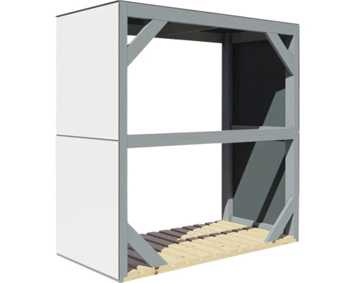 Regál na drevo s dvoma poschodiami na uskladnenie palivového dreva