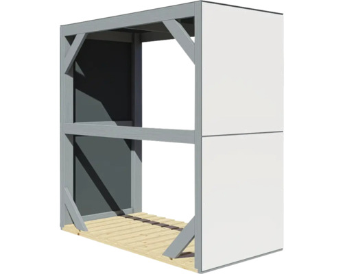 Konštrukcia dreveného rámu s podlahou a stenovými prvkami