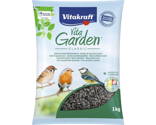 Vitakraft Vita Garden slnečnicové semená, 1 kg balenie pre voľne žijúce vtáky Vitakraft Vita Garden slnečnicové semená, 1 kg balenie pre voľne žijúce vtáky