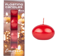 Červená plávajúca sviečka v balení po štyroch kusoch