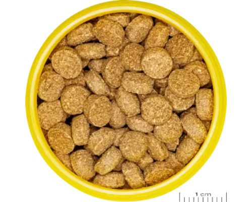 Granule pre ryby v žltej nádobe