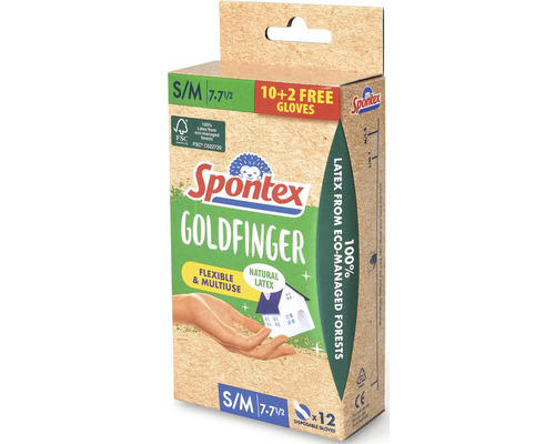 Spontex Goldfinger jednorazové rukavice, veľkosť S/M, 12 kusov
