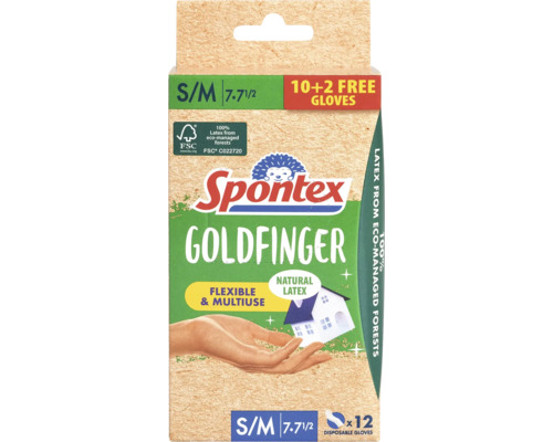 Jednorazové rukavice Spontex Goldfinger, biela, veľkosť S, M, 12 ks