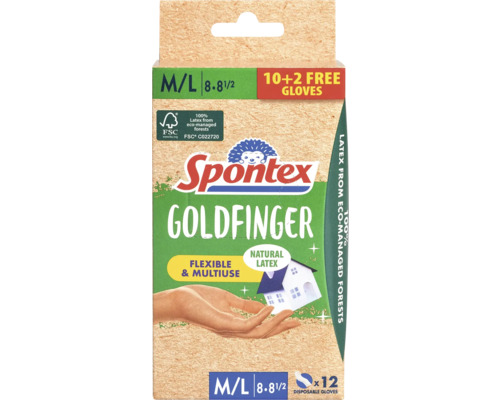Jednorazové rukavice Spontex Goldfinger, biela, veľkosť M, L, 12 ks