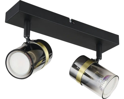 Stropné svietidlo s dvoma reflektormi z kovu a skla