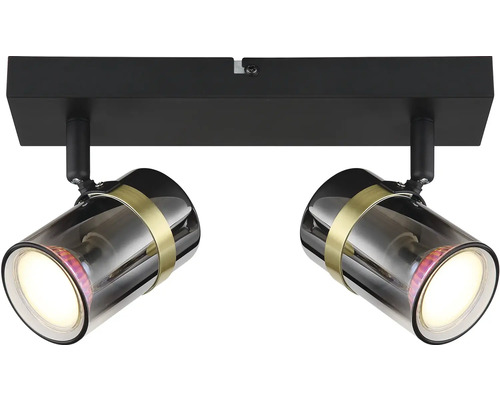 Stropné svietidlo s dvoma reflektormi zo skla a kovu