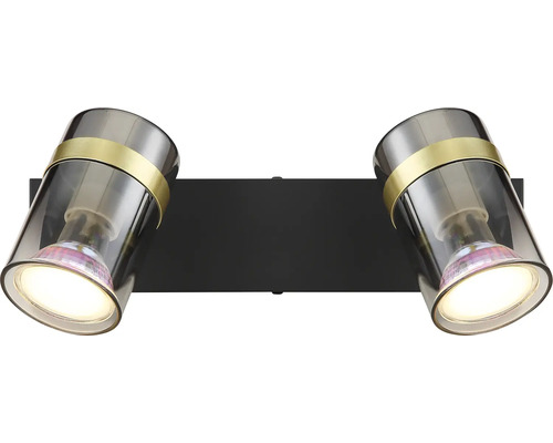 Nástenné svietidlo s dvoma bodovými svetlami zo skla a kovu