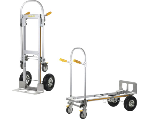 Ručný a plošinový vozík Stanley hliníkový 2v1, nosnosť 200, 250 kg