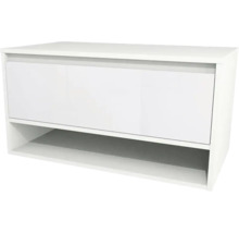 Biela spodná skrinka s jednou zásuvkou a otvorenou priehradkou