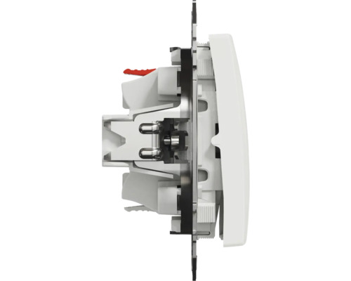 Bočný pohľad na biely spínač pre montáž na stenu