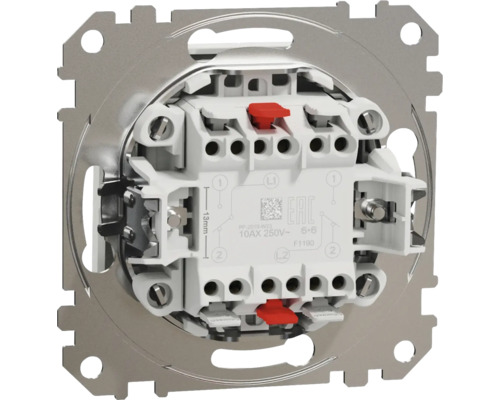 Detail vypínača s upevňovacími prvkami a svorkami