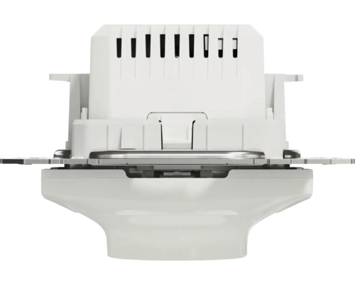 Biela objímka žiarovky s vetracími otvormi.