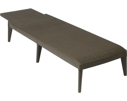 Hnedé plastové záhradné ležadlo s nastaviteľnou opierkou hlavy