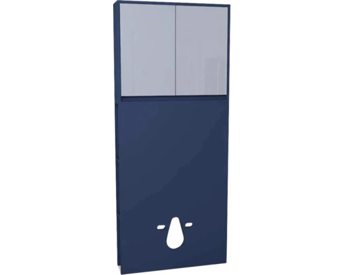 Modrá zrkadlová skrinka s dávkovačom papierových uterákov