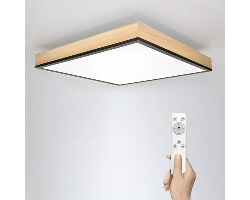 LED stropné svietidlo 40 W 3000 lm 3000-6000 K farba dub s diaľkovým ovládaním Štvorcové LED stropné svietidlo s dreveným rámom a diaľkovým ovládaním
