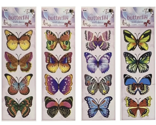 Dekorácia 3D motýle samolepiace 12x42 cm