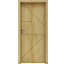 Drevené dvere s geometrickým vzorom a kľučkou