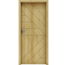 Drevené dvere s geometrickým vzorom a kľučkou