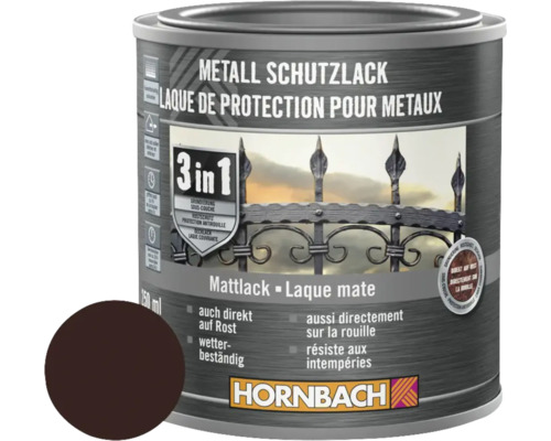 Farba na kov 3v1 HORNBACH 250 ml hnedá matná-0