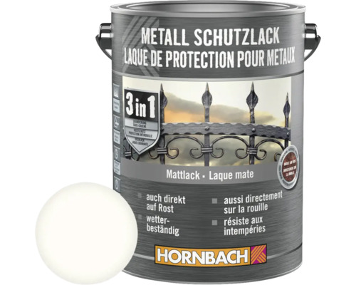 Farba na kov 3v1 HORNBACH biela matná 2,5l Kovová ochranná farba v plechovke od spoločnosti Hornbach