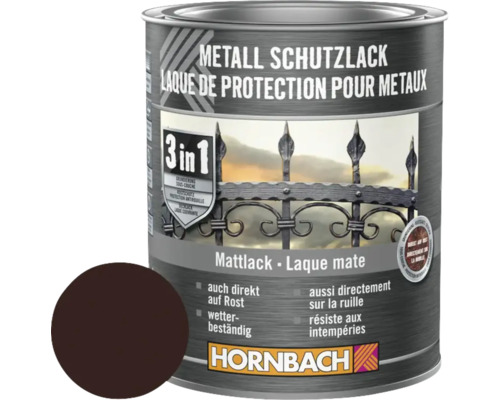 Farba na kov 3v1 HORNBACH hnedá matná 750 ml Farba na ochranu kovu 3 v 1 pre kovy