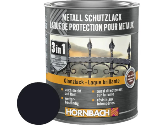 Farba na kov 3v1 HORNBACH 750 ml čierna lesk