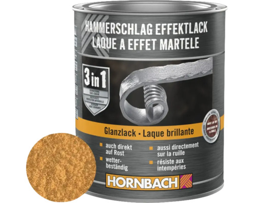 Kladivková farba na kov 3v1 HORNBACH meď lesk 750 ml Lesklý lak s kladivkovým efektom v plechovke