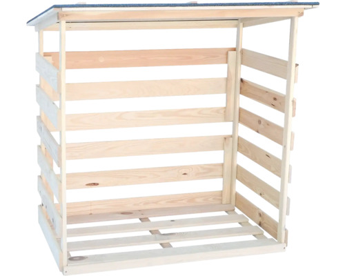 Drevený prístrešok na drevo so strechou