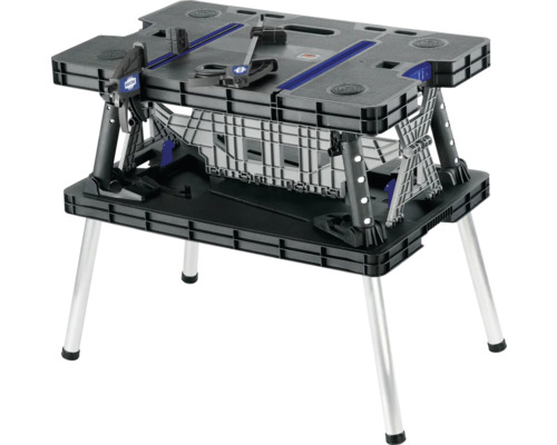 Skladací pracovný stôl Industrial 850 x 550 x 112 mm modrá, čierna