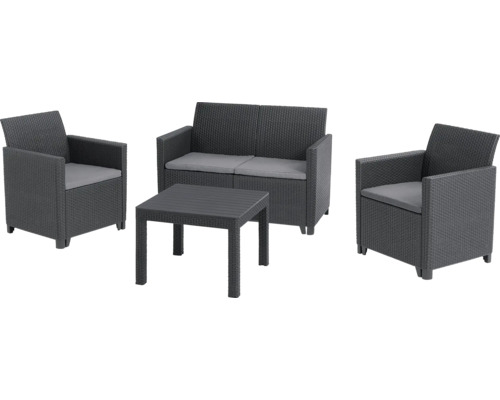 Súprava záhradného nábytku s dvomi kreslami, dvojmiestnou pohovkou a stolom
