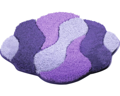 Vzorovaný kúpeľňový koberec v rôznych odtieňoch fialovej