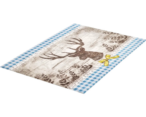 Koberec s motívom jeleňa a károvaným vzorom
