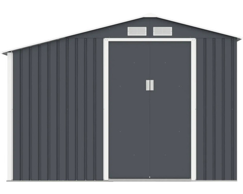 Kovová záhradná búda s dvojkrídlovými dverami
