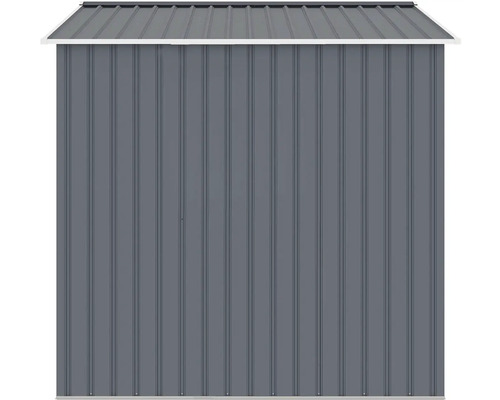 Kovová stena záhradného domčeka so strechou